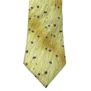 Vintage Polo Ralph Lauren Yellow Floral Silk Tie 58” x 4” Preppy Classic Wedding